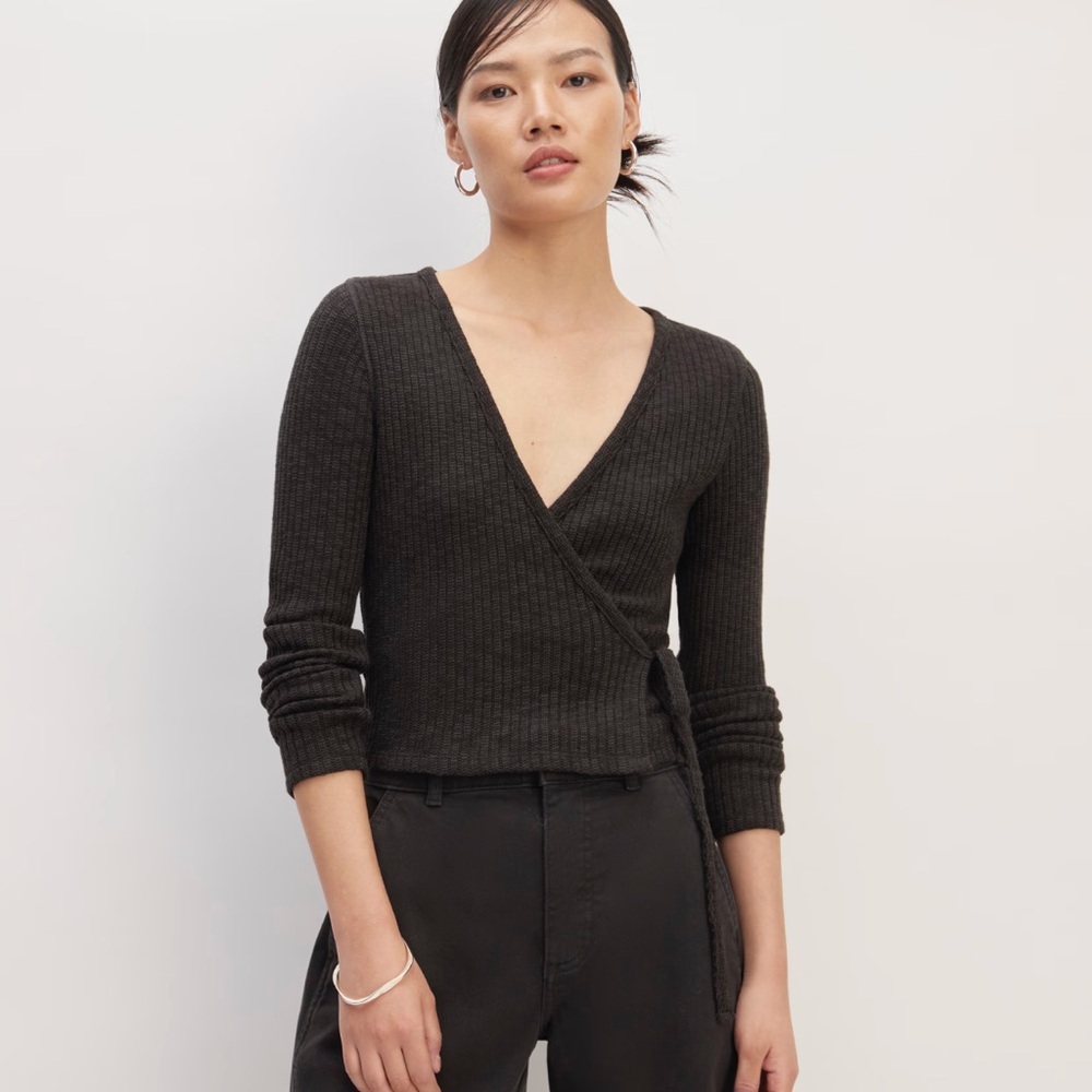 Everlane Cozy Rib Wrap Top M EUC